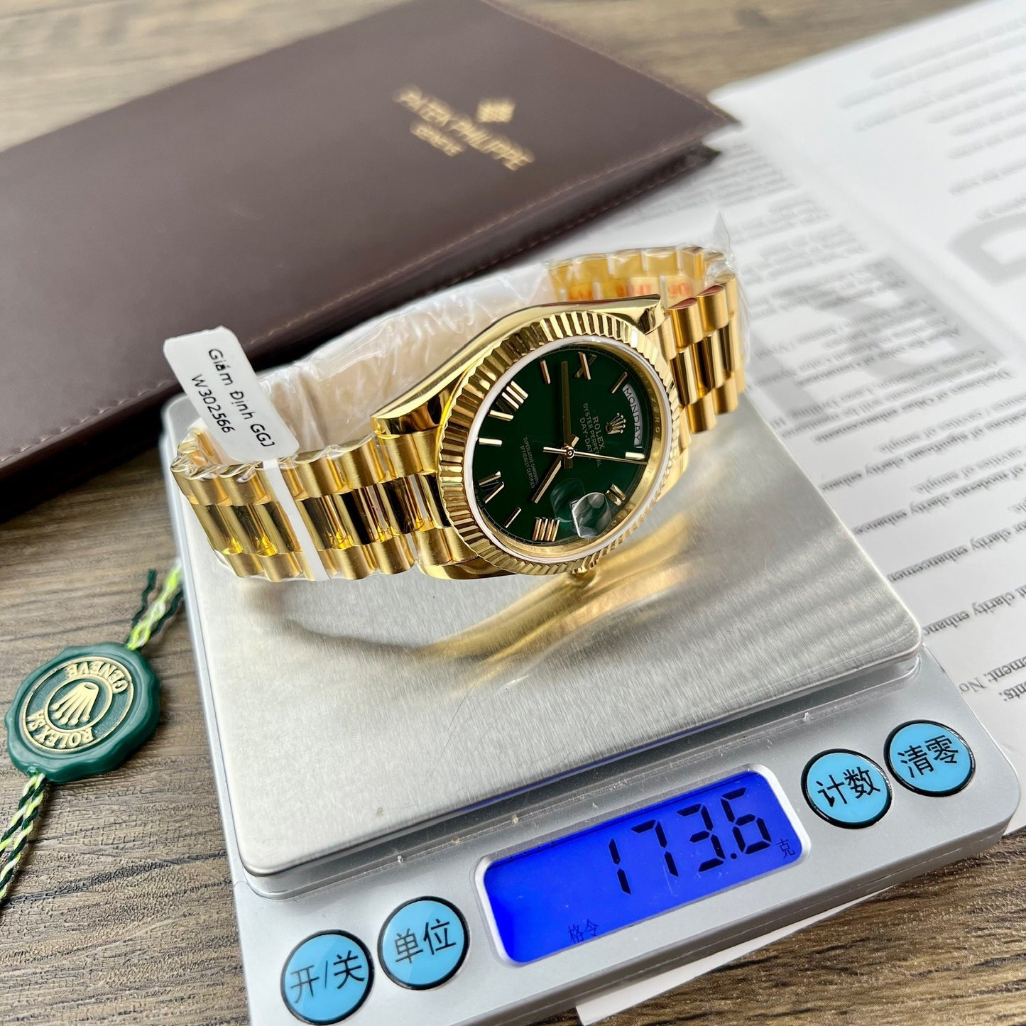 Rolex Day-Date 40 Yellow Oro 228238 Verde Rom 1:1 edizione migliore 175 gram V3 GM Fabbrica CounterWeight Versione