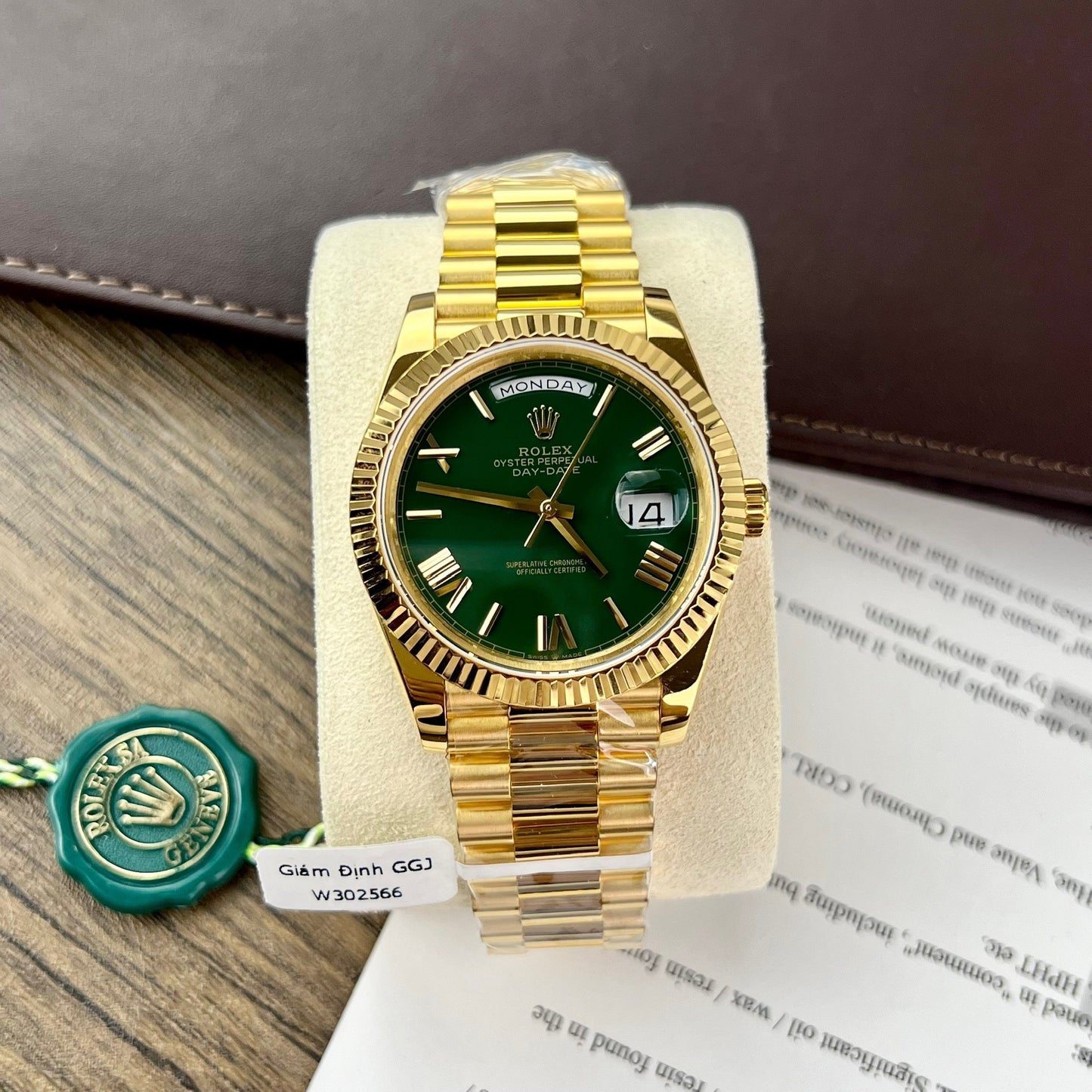 Rolex Day-Date 40 Yellow Oro 228238 Verde Rom 1:1 edizione migliore 175 gram V3 GM Fabbrica CounterWeight Versione