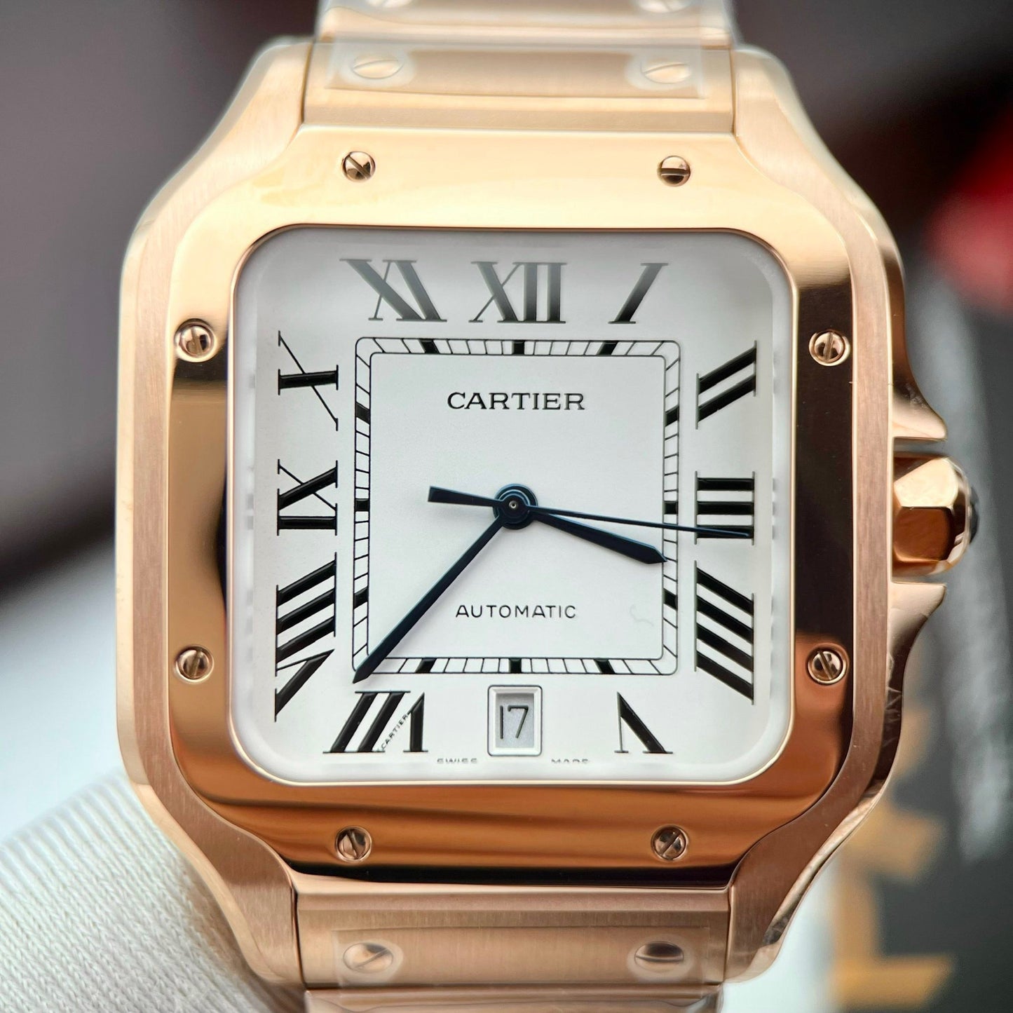 Cartier De Santos acciaio inossidabile Cassa BV Fabbrica 1:1 edizione migliore quadrante bianco Rosa Oro versão mais recente