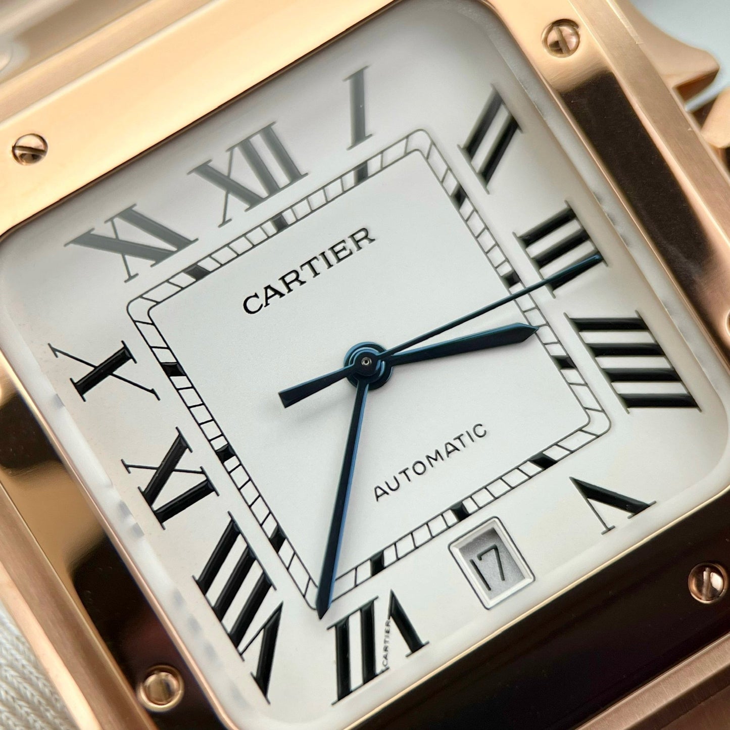 Cartier De Santos acciaio inossidabile Cassa BV Fabbrica 1:1 edizione migliore quadrante bianco Rosa Oro versão mais recente