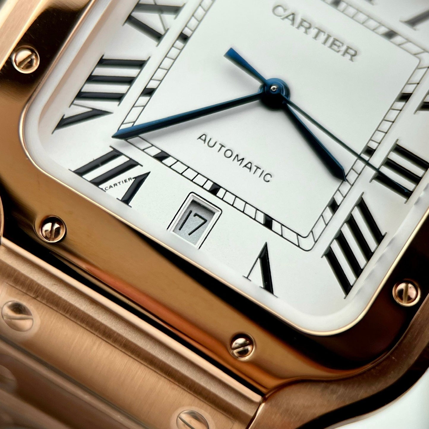 Cartier De Santos acciaio inossidabile Cassa BV Fabbrica 1:1 edizione migliore quadrante bianco Rosa Oro versão mais recente