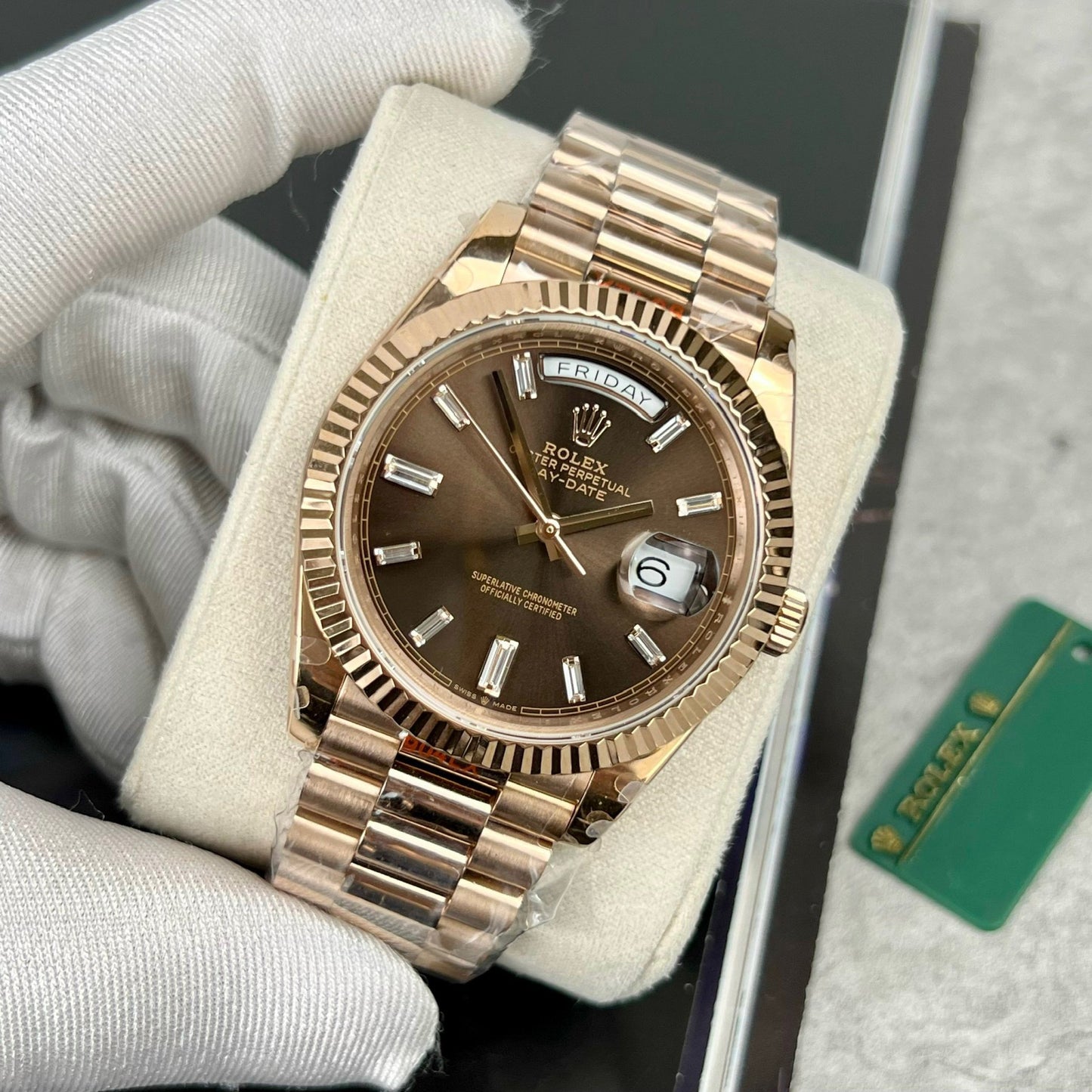Rolex Day Date M228235-0003 1:1 edizione migliore GM Fabbrica V3 Chocolate quadrante Counterweight Versione