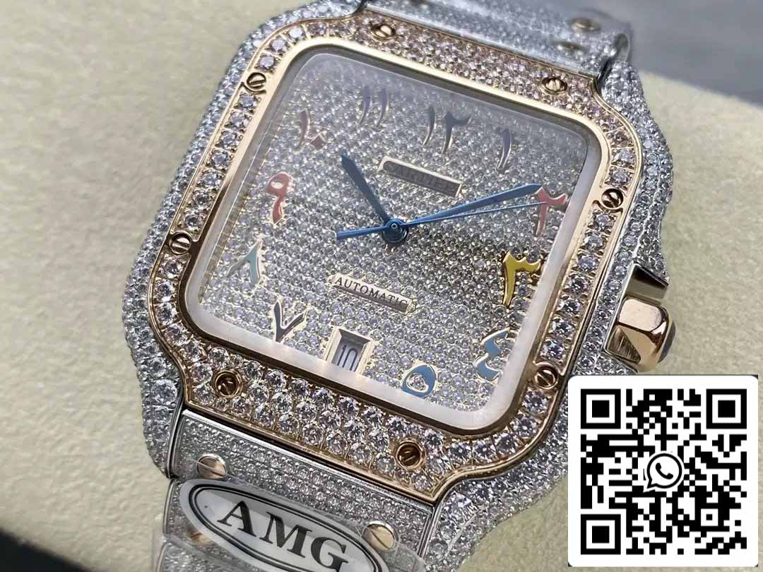 Santos De Cartier Diamond Watches Numeric Color Rosa Oro quadrante 1:1 edizione migliore AMG Fabbrica Swarovski Stone