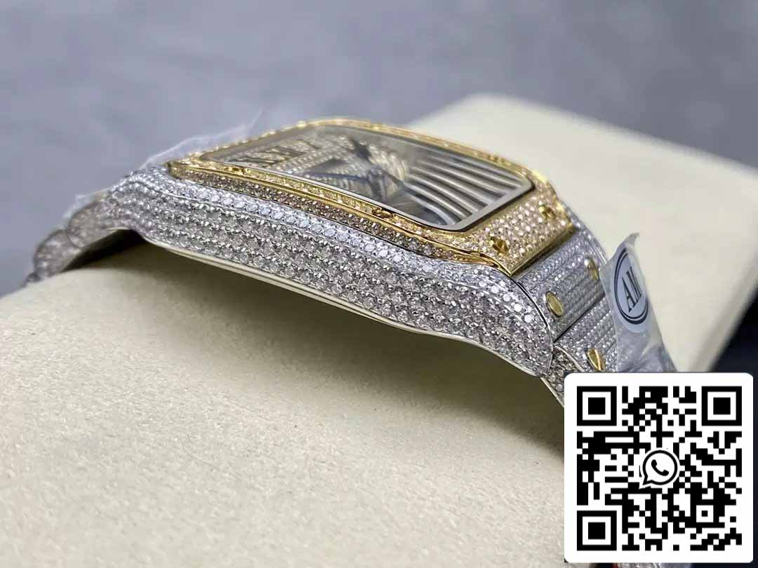 Santos De Cartier Diamante Romano Numérico quadrante Amarelo Oro 1:1 edizione melhor AMG Fabbrica Swarovski Stone