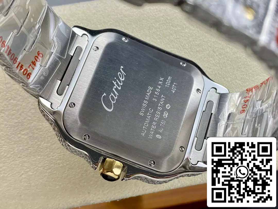 Santos De Cartier Diamante Romano Numérico quadrante Amarelo Oro 1:1 edizione melhor AMG Fabbrica Swarovski Stone