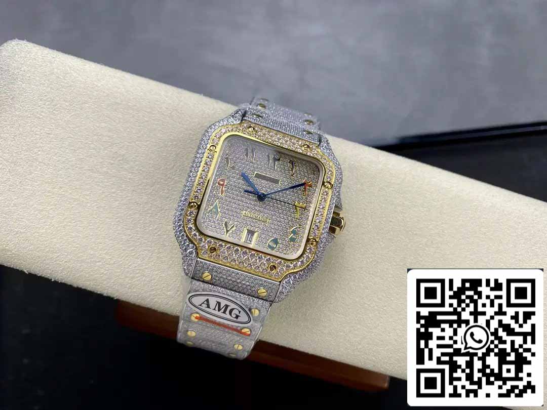 Santos De Cartier Diamante Numérico Cor quadrante Amarelo Oro 1:1 edizione melhor AMG Fabbrica Swarovski Stone