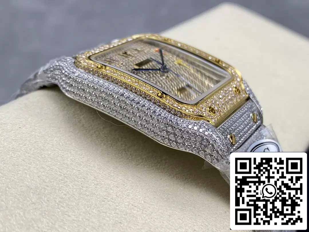 Santos De Cartier Diamante Numérico Cor quadrante Amarelo Oro 1:1 edizione melhor AMG Fabbrica Swarovski Stone