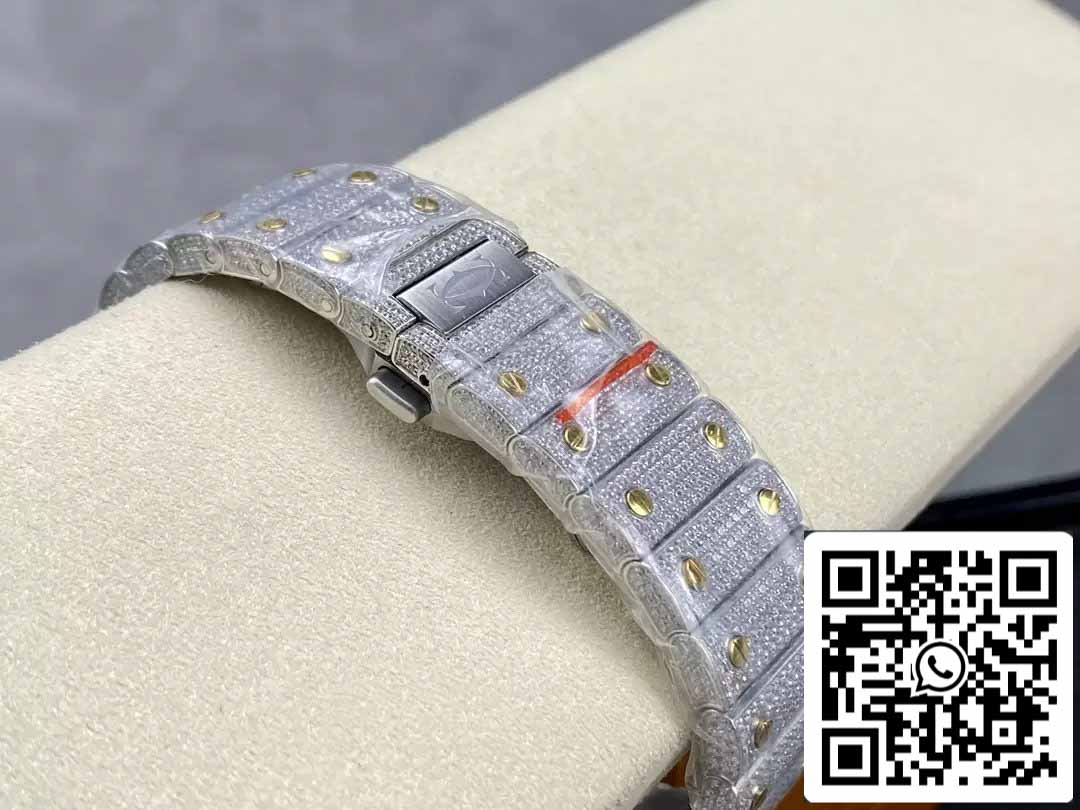 Santos De Cartier Diamante Numérico Cor quadrante Amarelo Oro 1:1 edizione melhor AMG Fabbrica Swarovski Stone