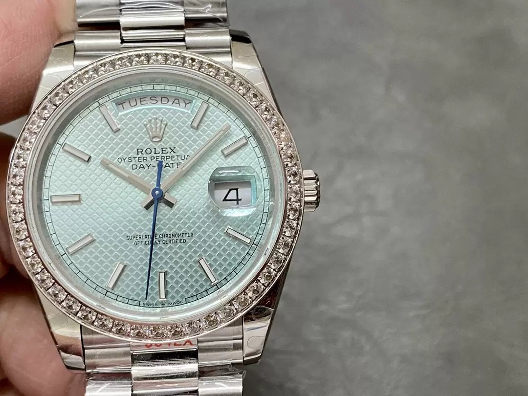 Rolex Day Date 40 m228396TBR-0001 Blu Diamond quadrante 1:1 edição melhor GM Fabbrica V3 Contrapeso Versão