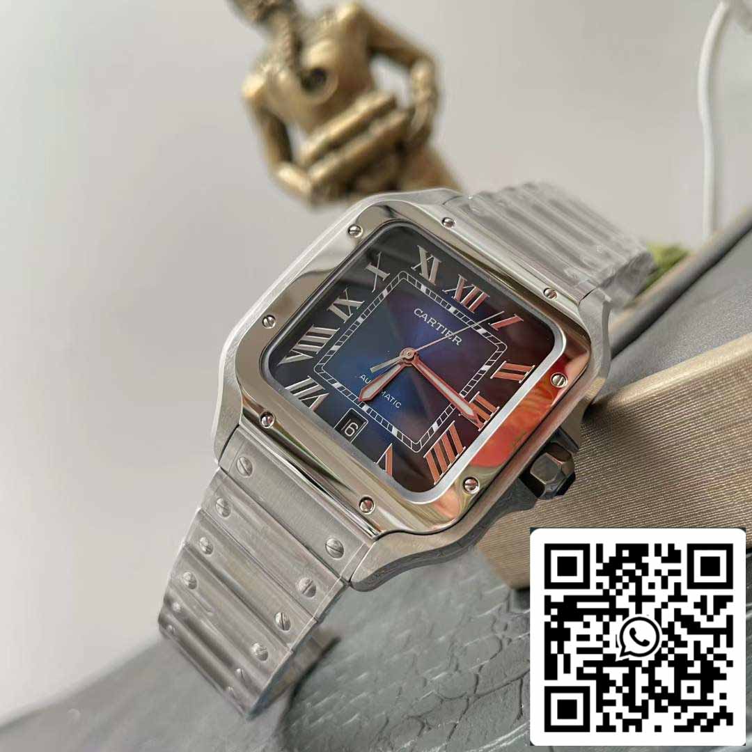 Cartier De Santos WSSA0013 2018 BV Fabbrica 1:1 edición migliore quadrante blu Swiss ETA 9015 acciaio inossidabile Smartlinks bracciale quadrante blu