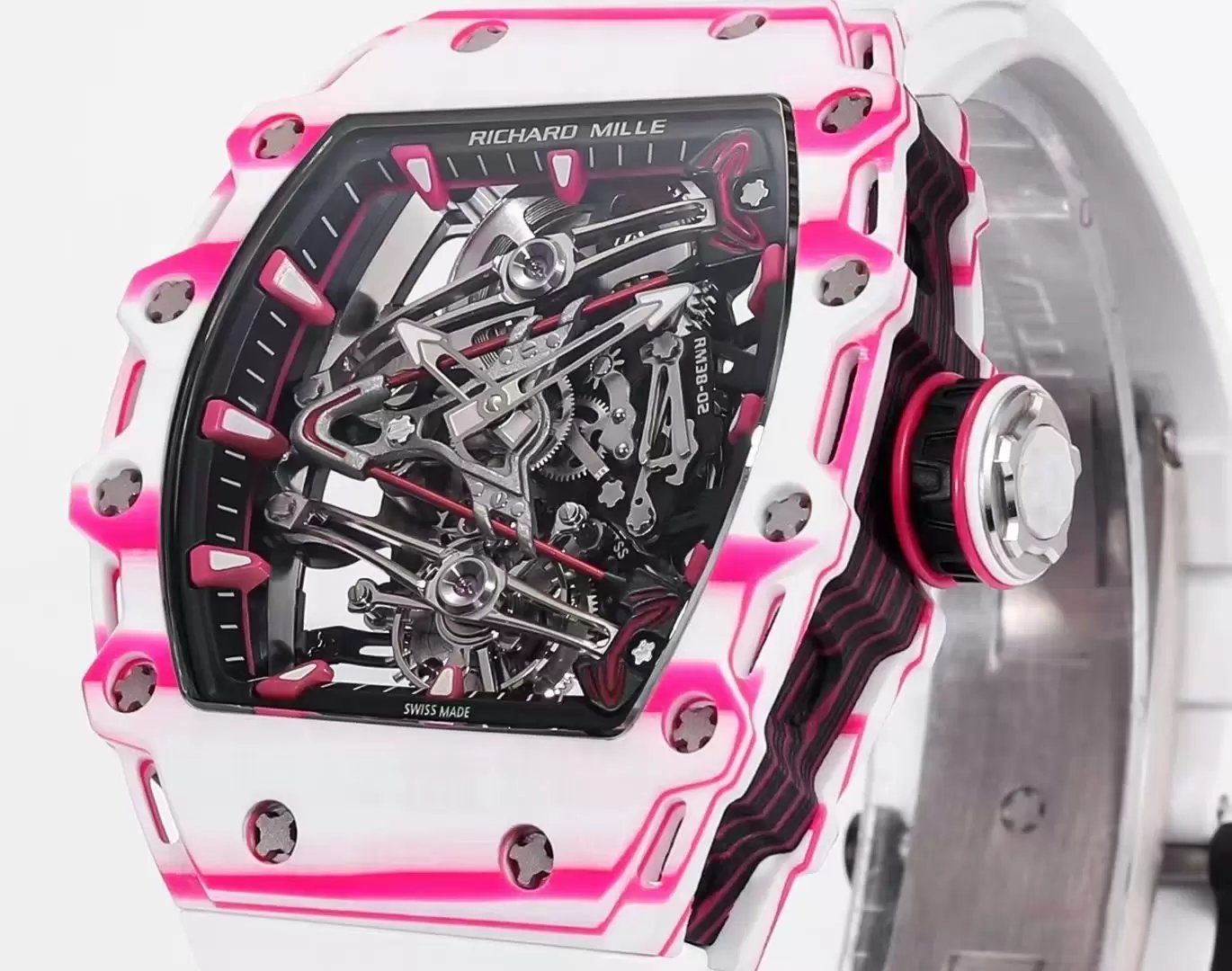 Richard Mille Bubba Watson Tourbillon RM38-02 1:1 Melhor Edição Borracha Branca Cinturino