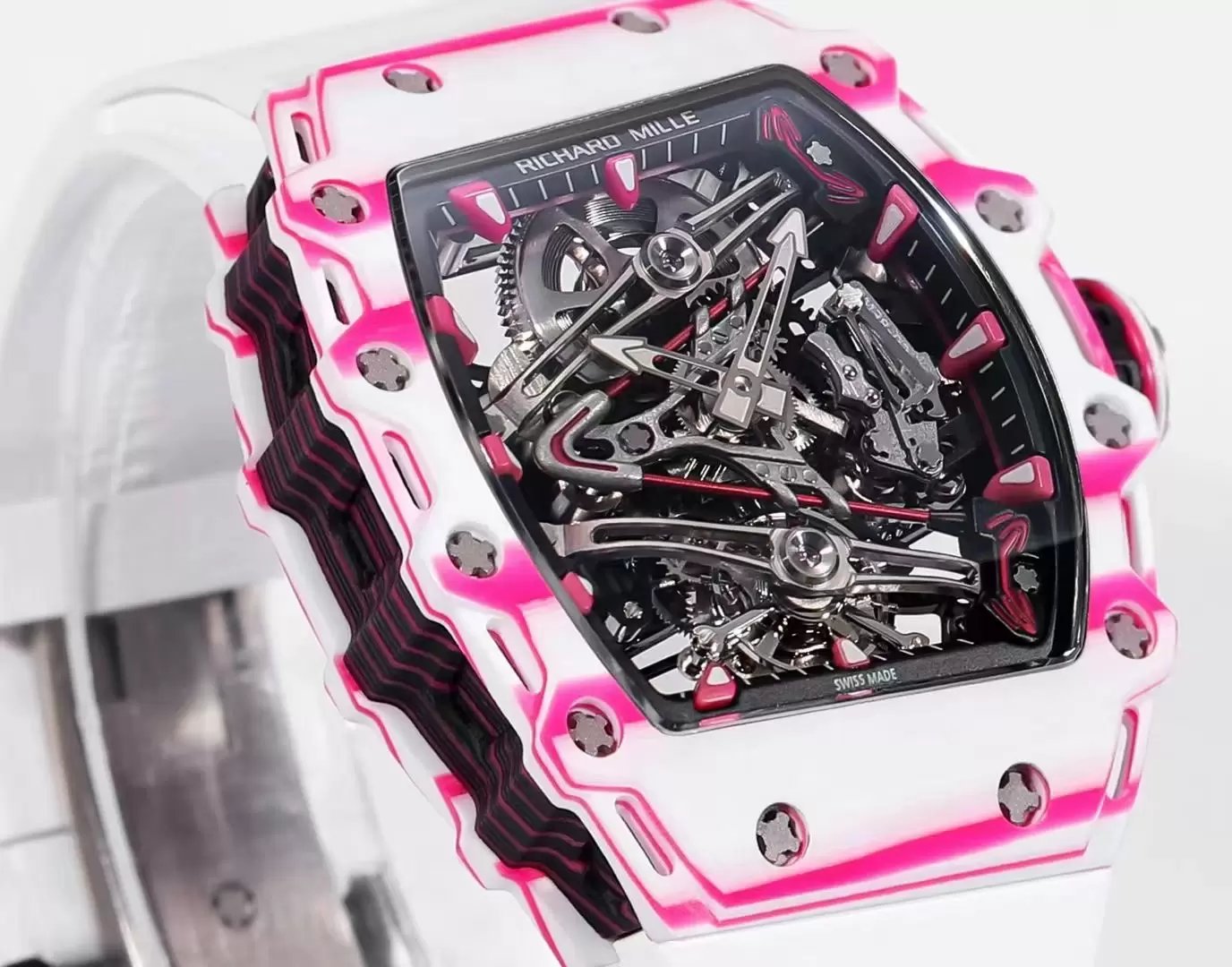 Richard Mille Bubba Watson Tourbillon RM38-02 1:1 Melhor Edição Borracha Branca Cinturino