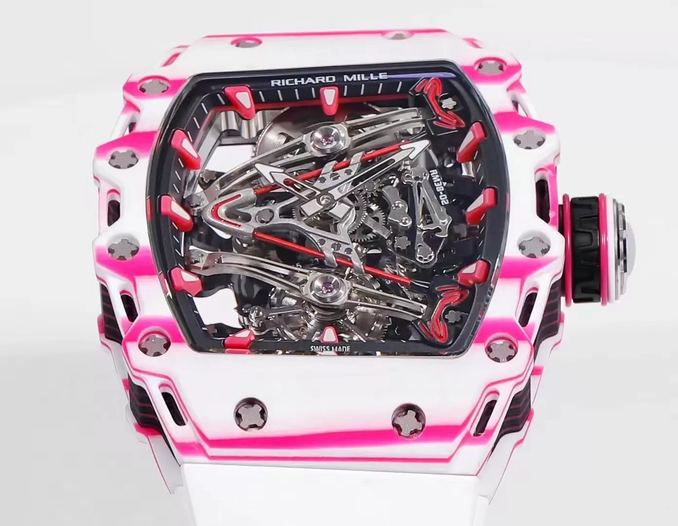 Richard Mille Bubba Watson Tourbillon RM38-02 1:1 Melhor Edição Borracha Branca Cinturino