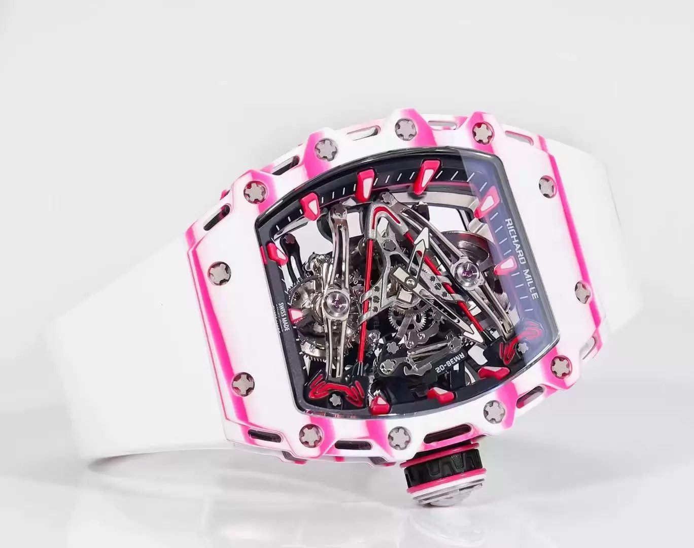 Richard Mille Bubba Watson Tourbillon RM38-02 1:1 Melhor Edição Borracha Branca Cinturino