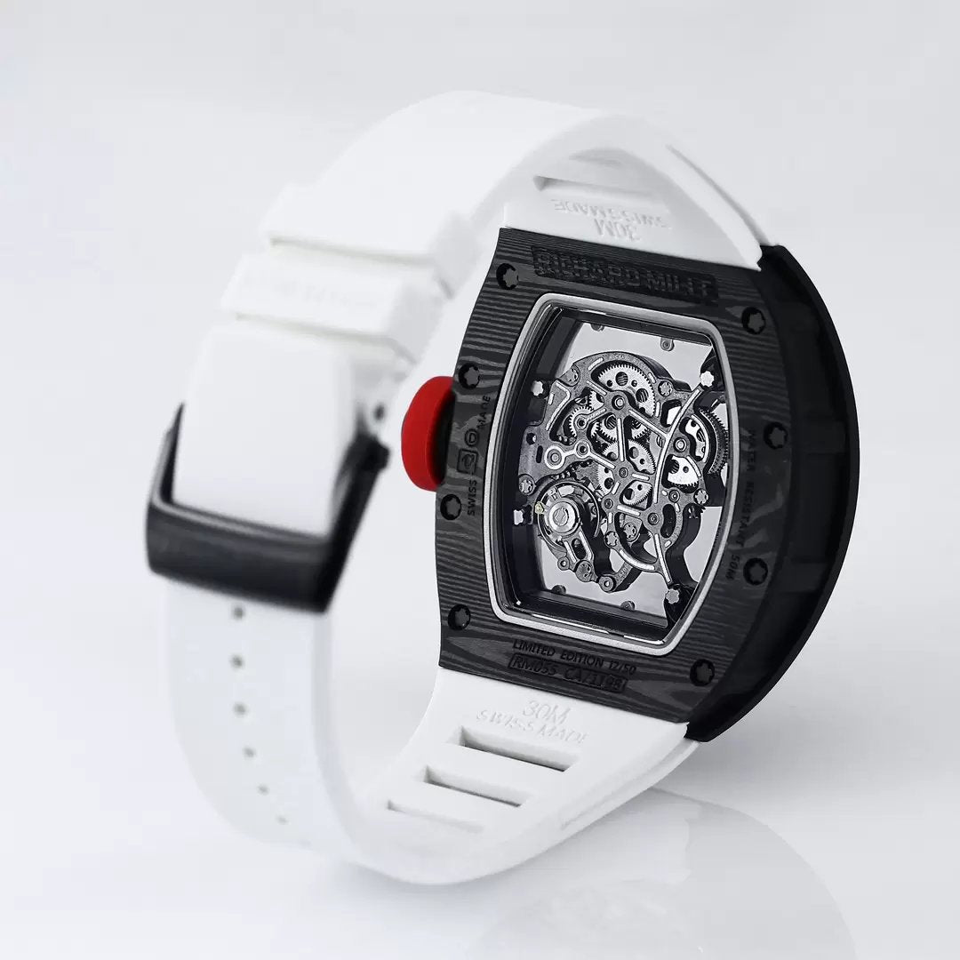 RICHARD MILLE RM055 Original redesenhado 1:1 edizione migliore BBR Fabbrica 2024 Bianco cinturino