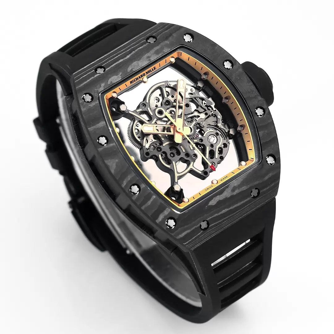 RICHARD MILLE RM055 Original redesenhado 1:1 edizione migliore BBR Fabbrica 2024 Oro Nero cinturino