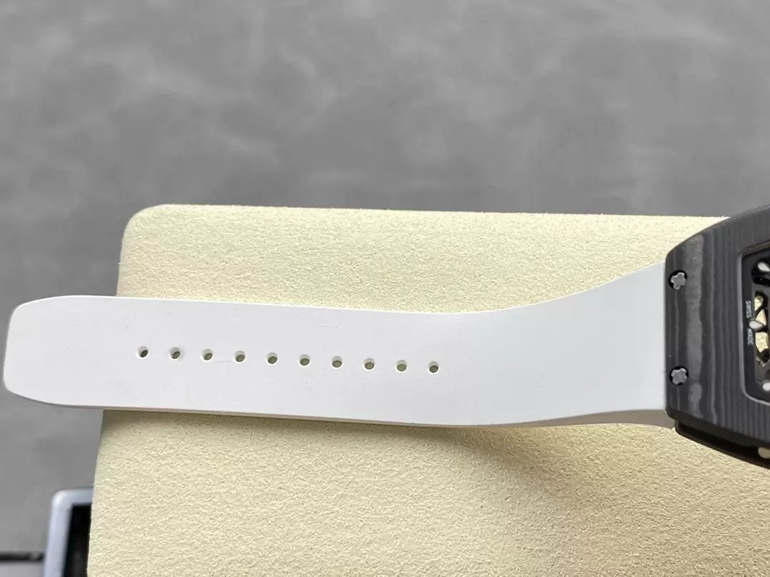 Richard Mille RM 07 RM007 Carbonio NTPT Cassa 1:1 edición mejor G+ Fabbrica Bianco cinturino