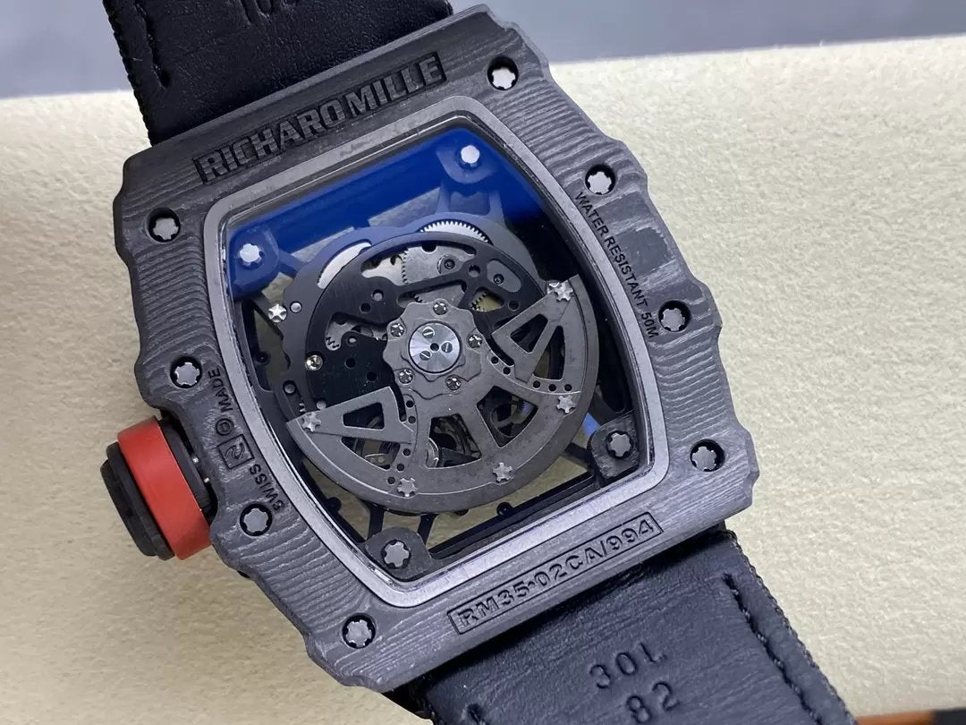 Richard Mille RM035-02 G+ Fabbrica RM3502 Carbonio NTPT Nero Velcro cinturino