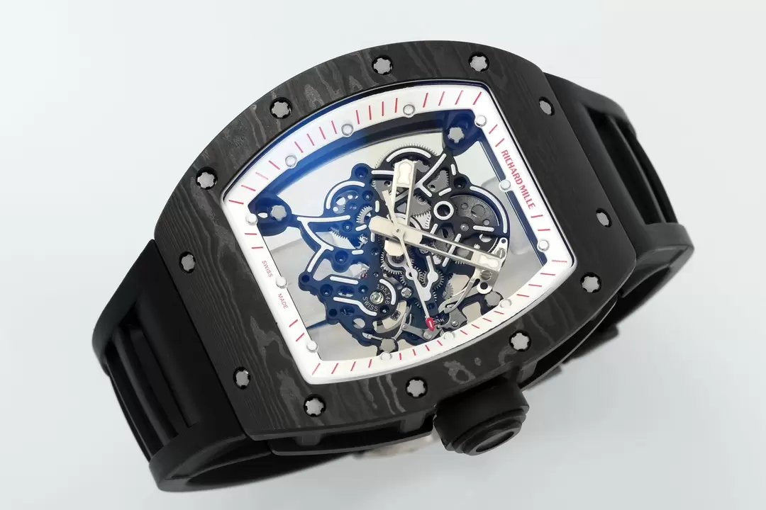 RICHARD MILLE RM055 RM-055 ZF 2024 1:1 Best Edition Caixa de fibra de carbono Borracha preta