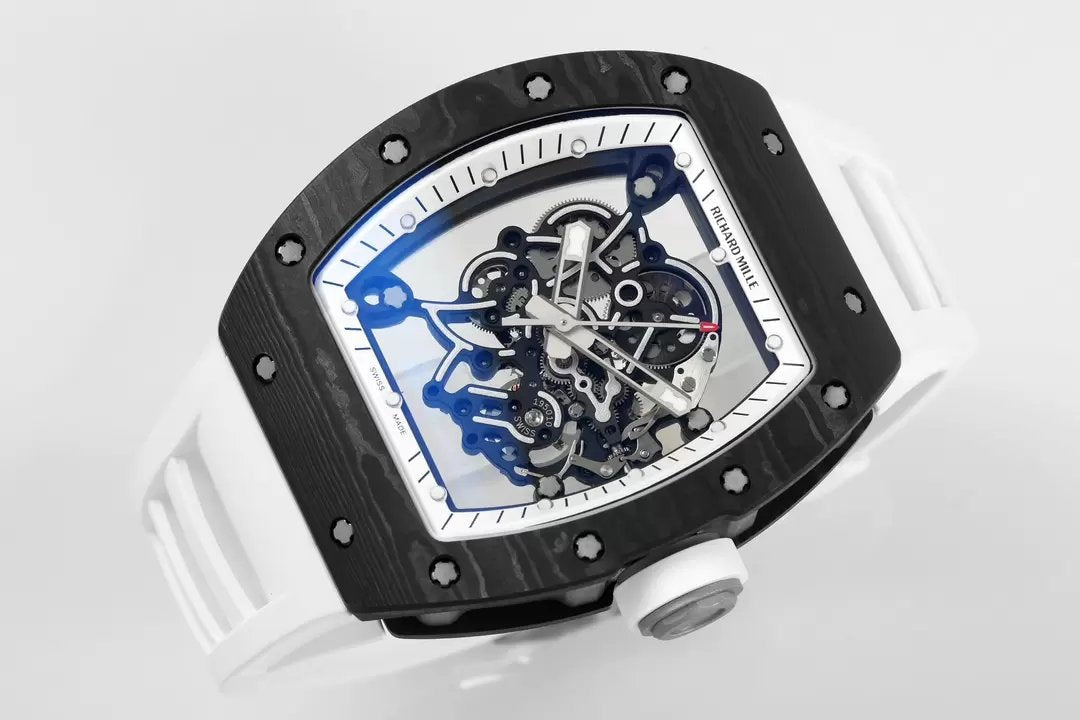 RICHARD MILLE RM055 ZF 2024 1:1 Best Edition Carbon Fiber Case White cinturino