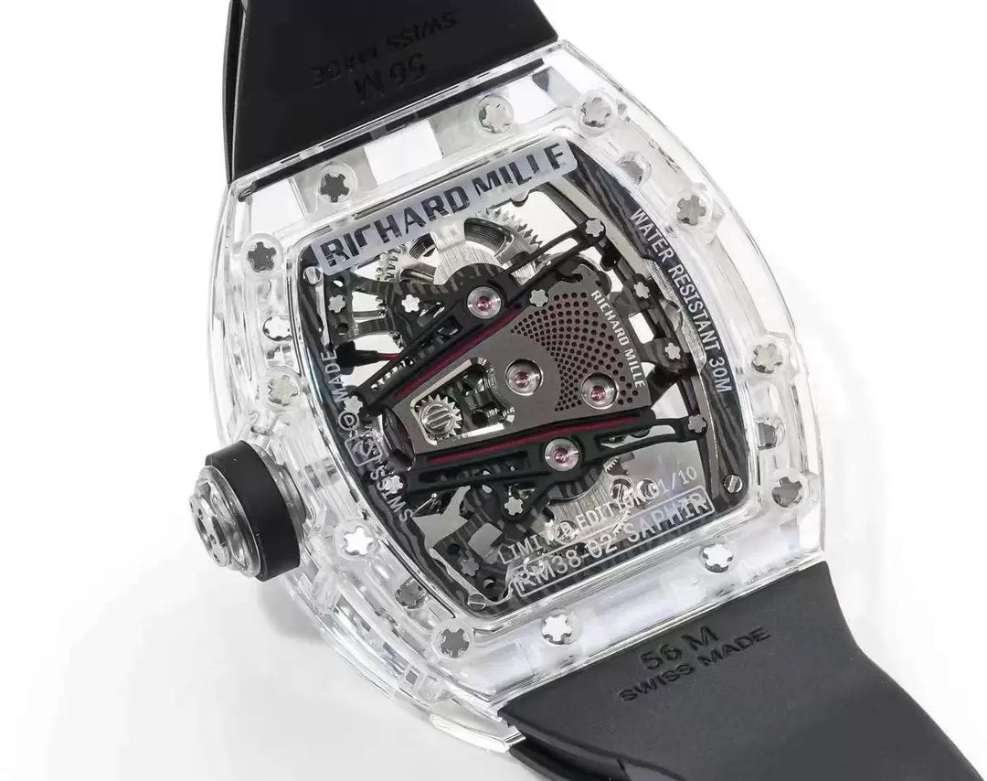 Richard Mille RM38-02 Tourbillon movimento 1:1 Best Edition RM Fabbrica Black Rubber cinturino