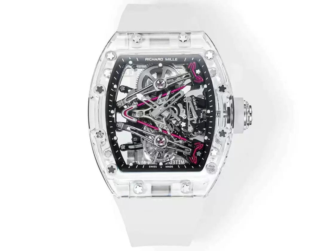 Richard Mille RM38-02 Tourbillon movimento 1:1 Best Clone RM Fabbrica Mostrador Preto Borracha cinturino