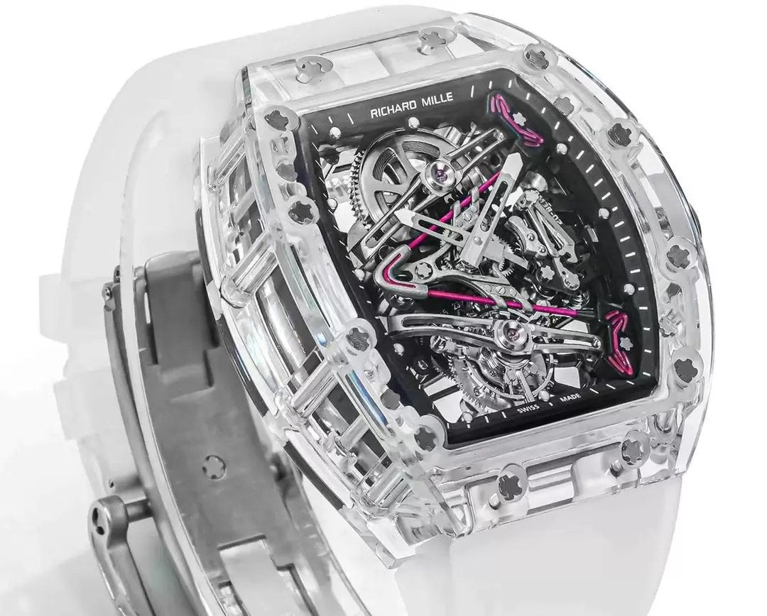 Richard Mille RM38-02 Tourbillon movimento 1:1 Best Clone RM Fabbrica Mostrador Preto Borracha cinturino