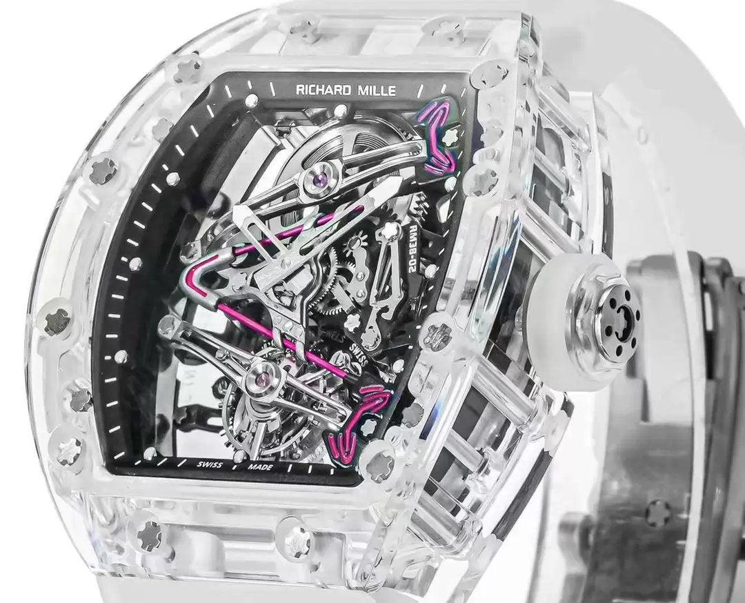 Richard Mille RM38-02 Tourbillon movimento 1:1 Best Clone RM Fabbrica Mostrador Preto Borracha cinturino