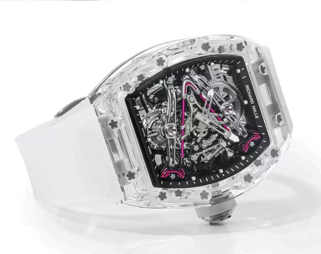 Richard Mille RM38-02 Tourbillon movimento 1:1 Best Clone RM Fabbrica Mostrador Preto Borracha cinturino