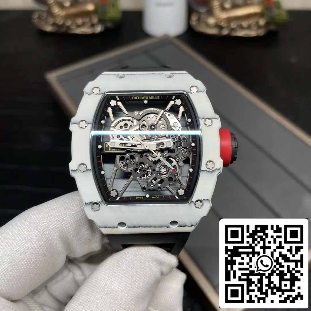 Richard Mille RM35-01 Sonic Fabbrica 1:1 Best Edition White Carbon NTPT Black Rubber cinturino