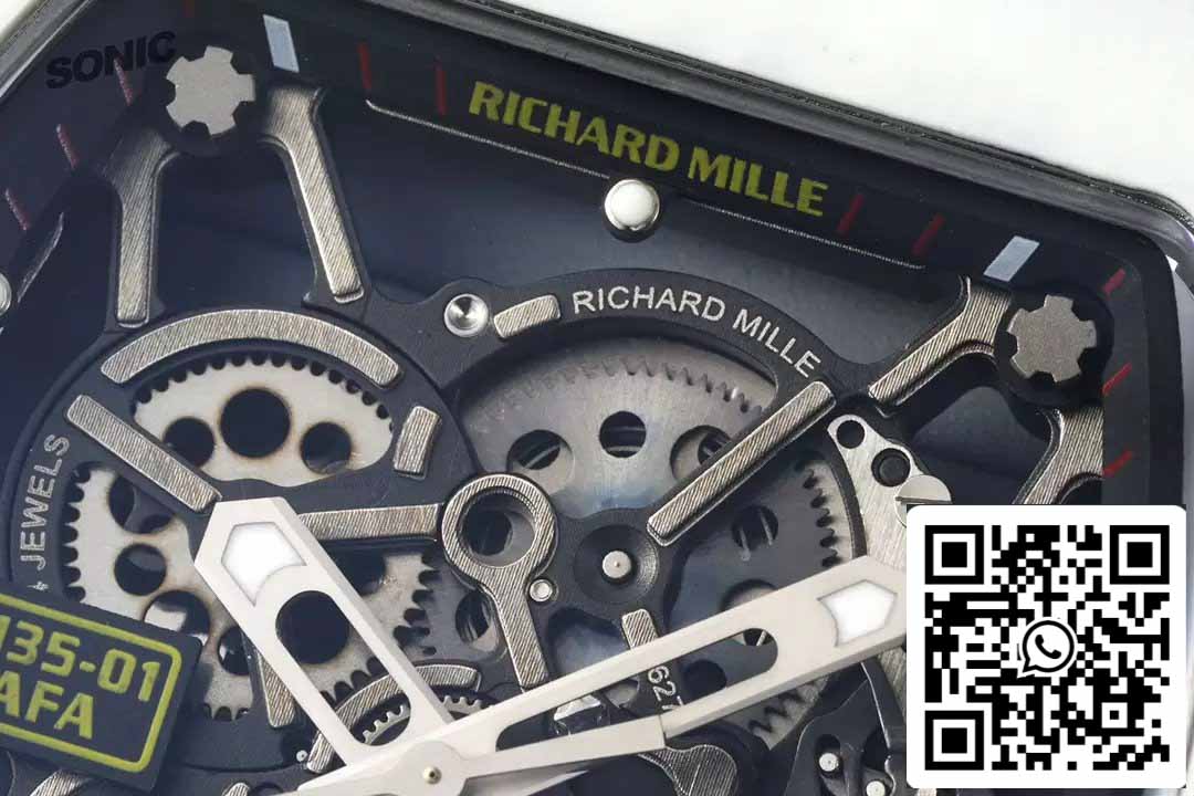 Richard Mille RM35-01 Sonic Fabbrica 1:1 Best Edition White Carbon NTPT Red Velcro cinturino