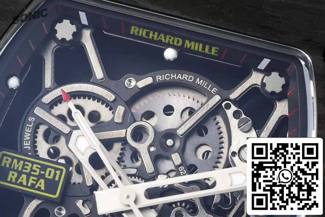 Richard Mille RM35-01 Sonic Fabbrica 1:1 Best Edition White Carbon NTPT Grey Velcro cinturino