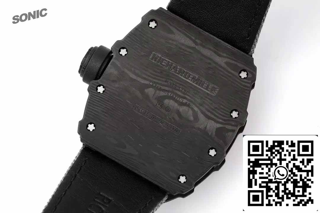 Richard Mille RM35-01 Sonic Fabbrica 1:1 Best Edition White Carbon NTPT Grey Velcro cinturino