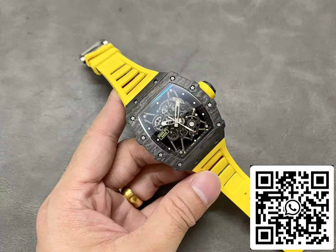 Richard Mille RM35-01 Sonic Fabbrica 1:1 Best Edition Black Carbon NTPT Yellow Rubber cinturino