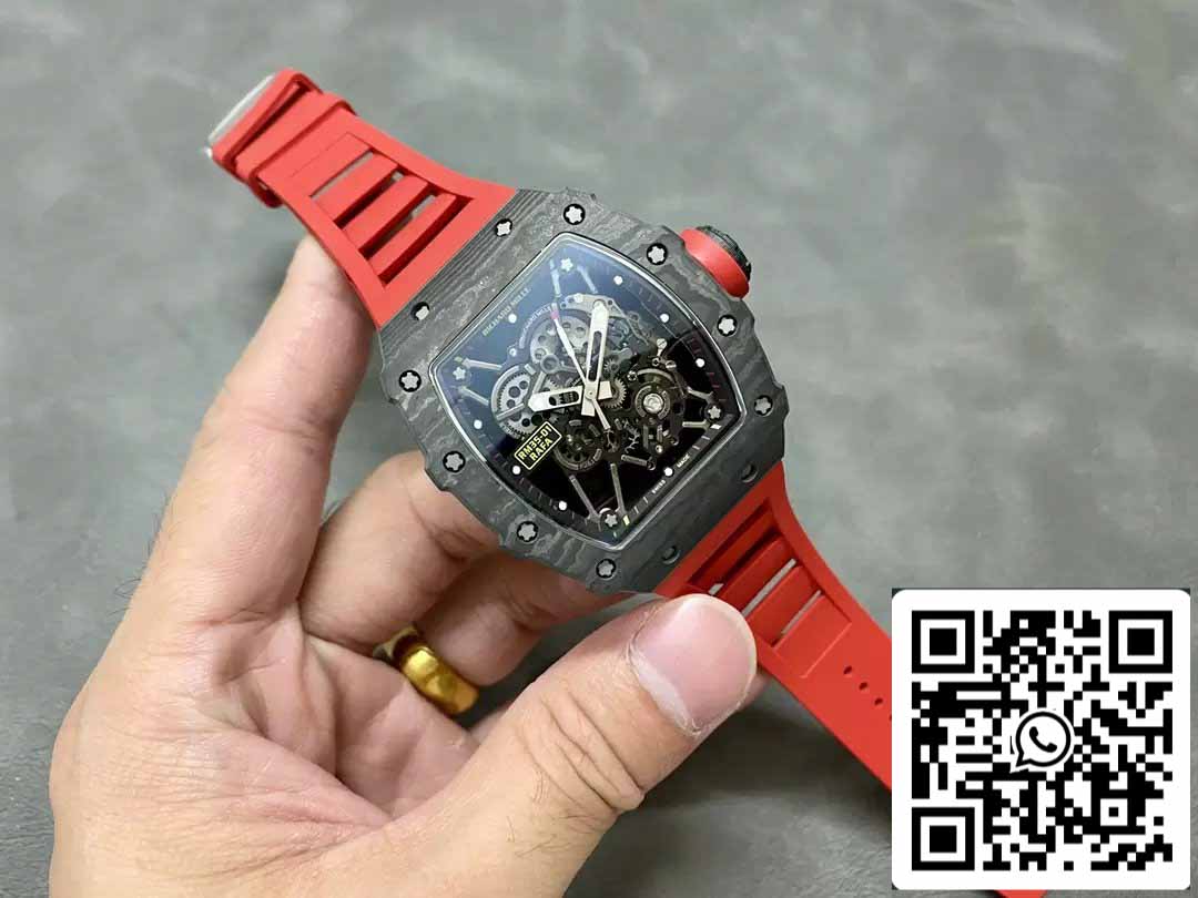 Richard Mille RM35-01 Sonic Fabbrica 1:1 Best Edition Black Carbon NTPT Red Rubber cinturino
