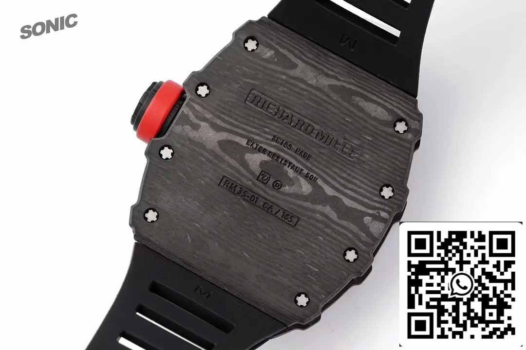 Richard Mille RM35-01 Sonic Fabbrica 1:1 Best Edition Black Carbon NTPT Black Rubber cinturino