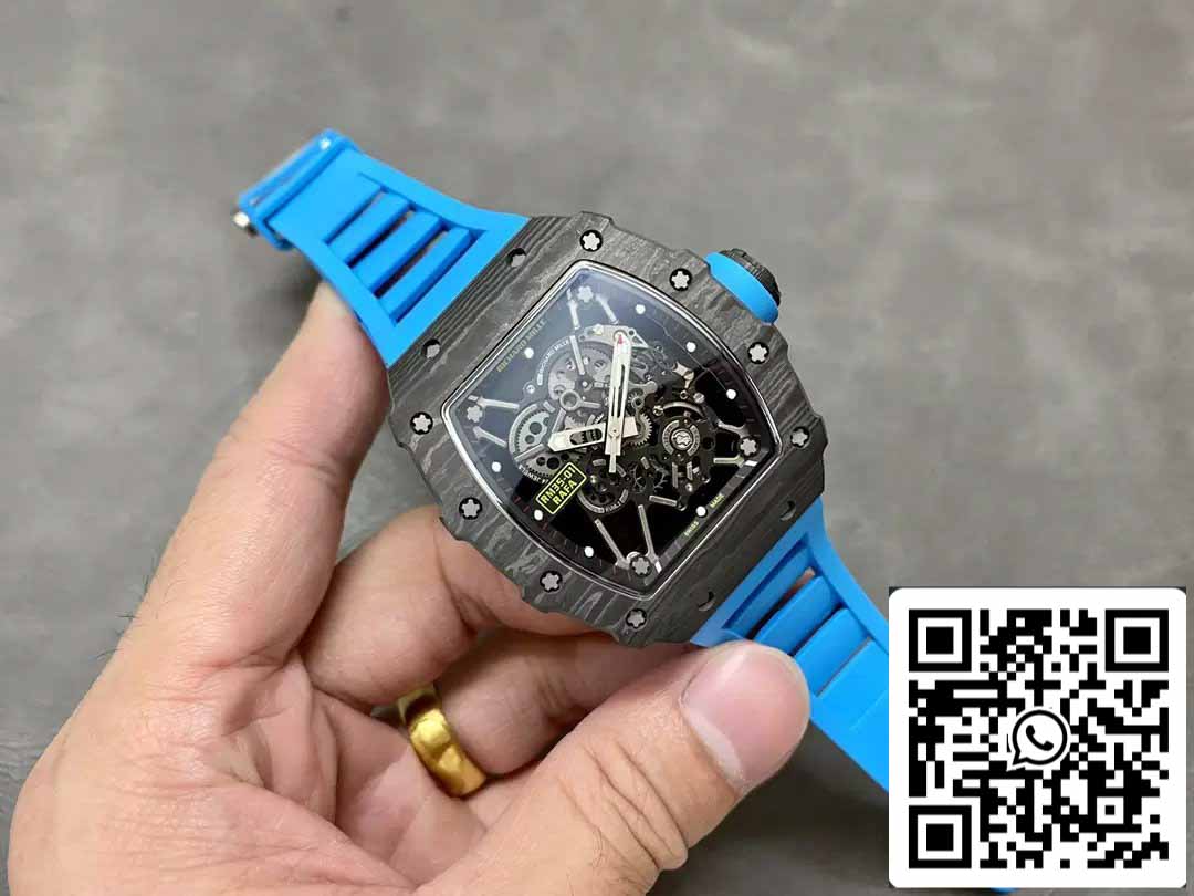 Richard Mille RM35-01 Sonic Fabbrica 1:1 Best Edition Black Carbon NTPT Blue Rubber cinturino