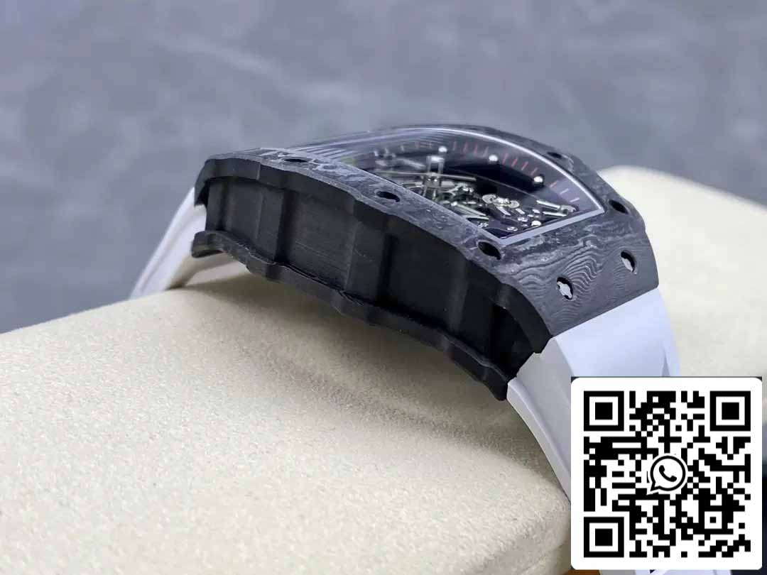 Richard Mille RM035-02 T+ Fabbrica 1:1 Best Edition Carbon Fiber Case White Rubber cinturino