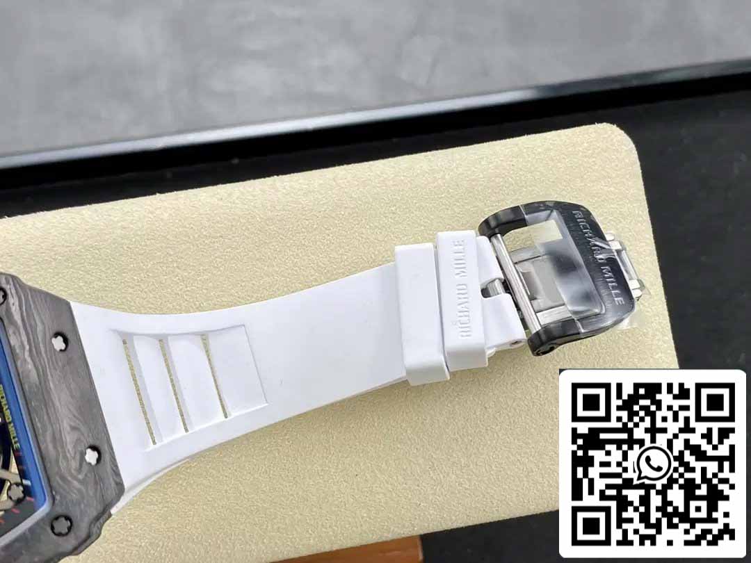 Richard Mille RM035-02 T+ Fabbrica 1:1 Best Edition Carbon Fiber Case White Rubber cinturino