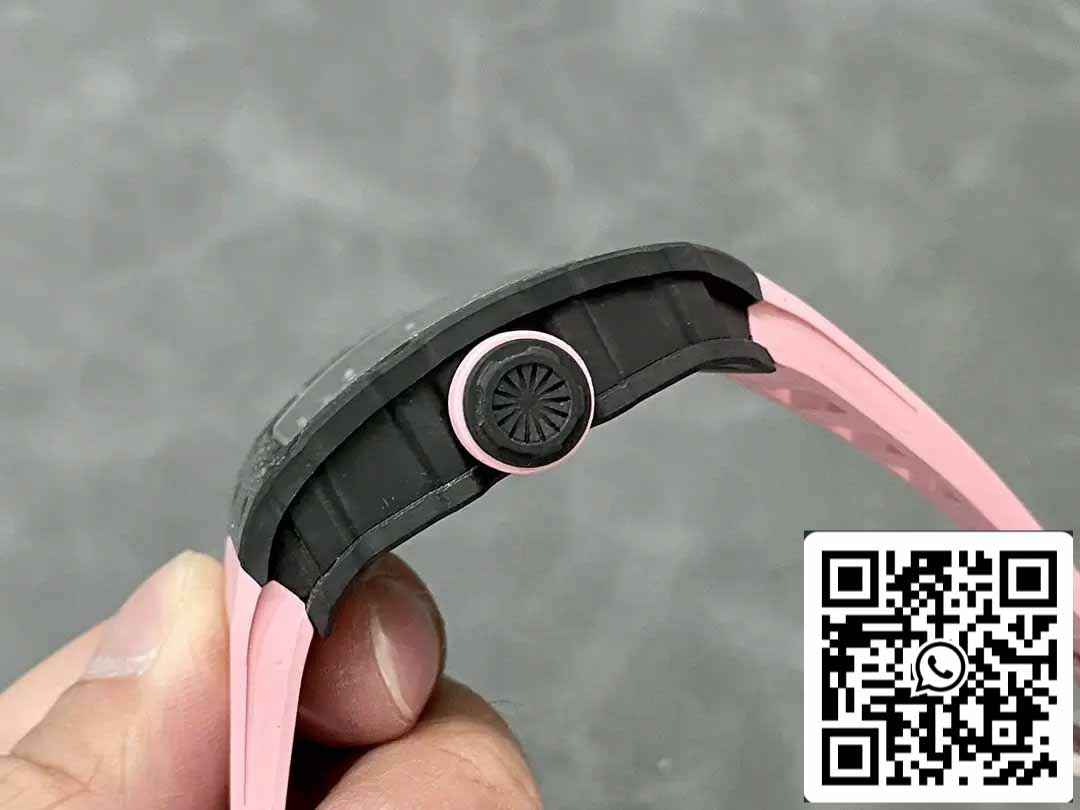 Richard Mille RM035-02 T+ Fabbrica 1:1 Best Edition Carbon Fiber Case Pink Rubber cinturino