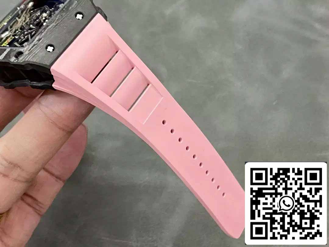 Richard Mille RM035-02 T+ Fabbrica 1:1 Best Edition Carbon Fiber Case Pink Rubber cinturino