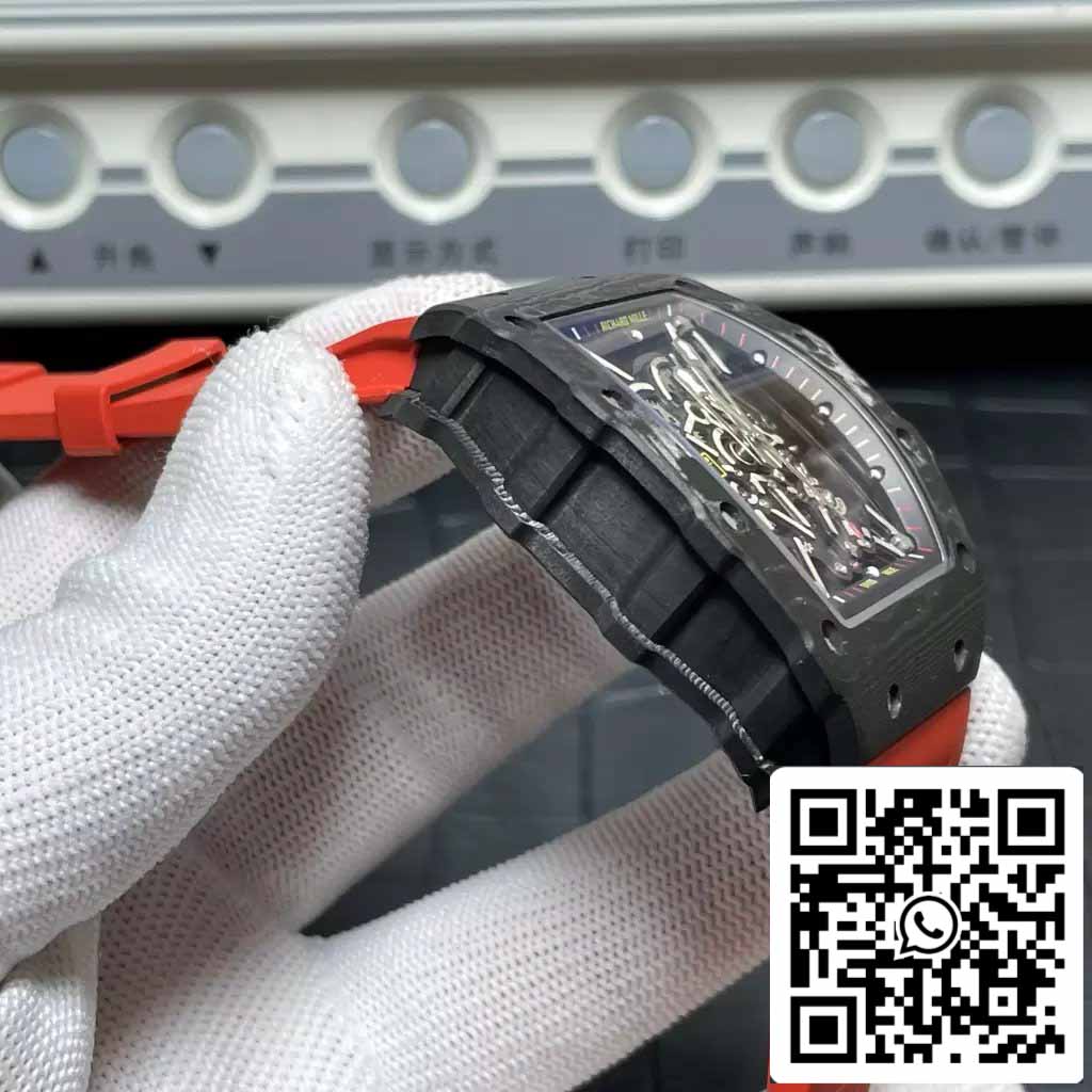 Richard Mille RM035-02 T+ Fabbrica 1:1 Best Edition Carbon Fiber Case Red Rubber cinturino