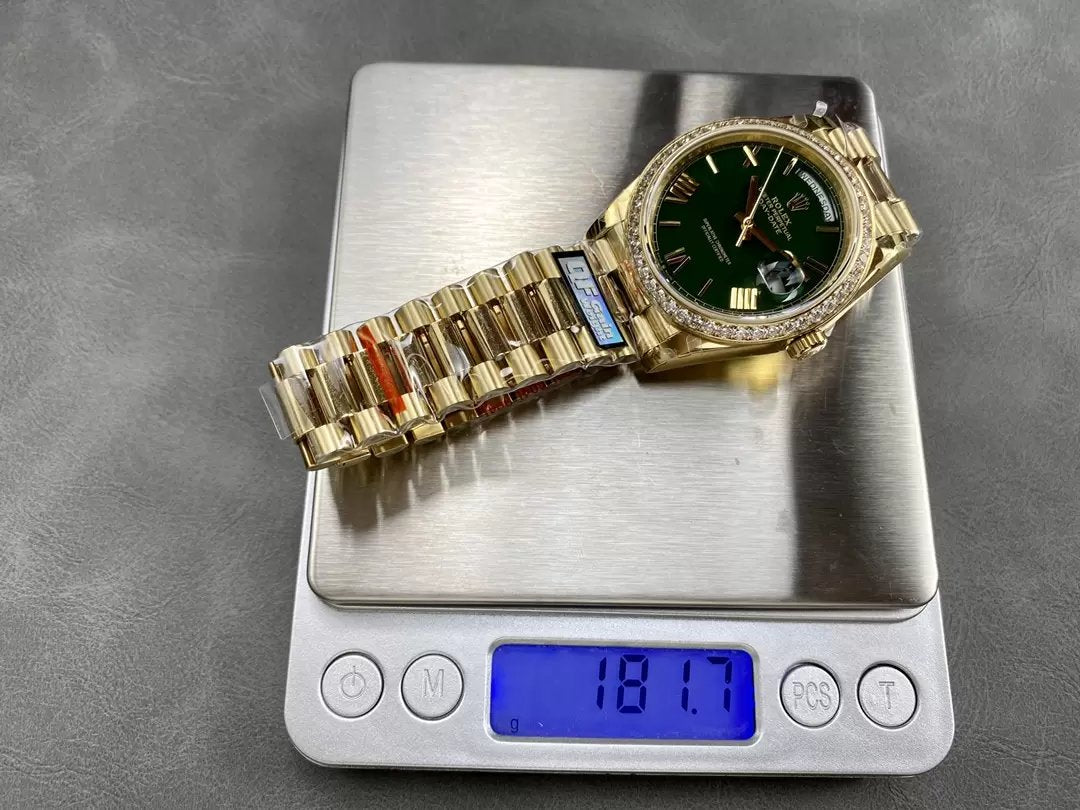 Rolex Day Date M228238 V5 40mm QF Fabbrica 1:1 Best Edition Green Dial Bezel Stone