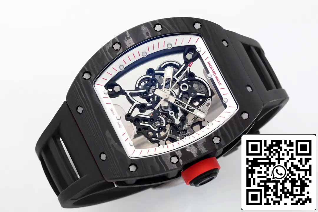 RICHARD MILLE RM055 ZF 2024 1:1 Best Edition Caja de fibra de carbono Perilla roja Cinturón negro