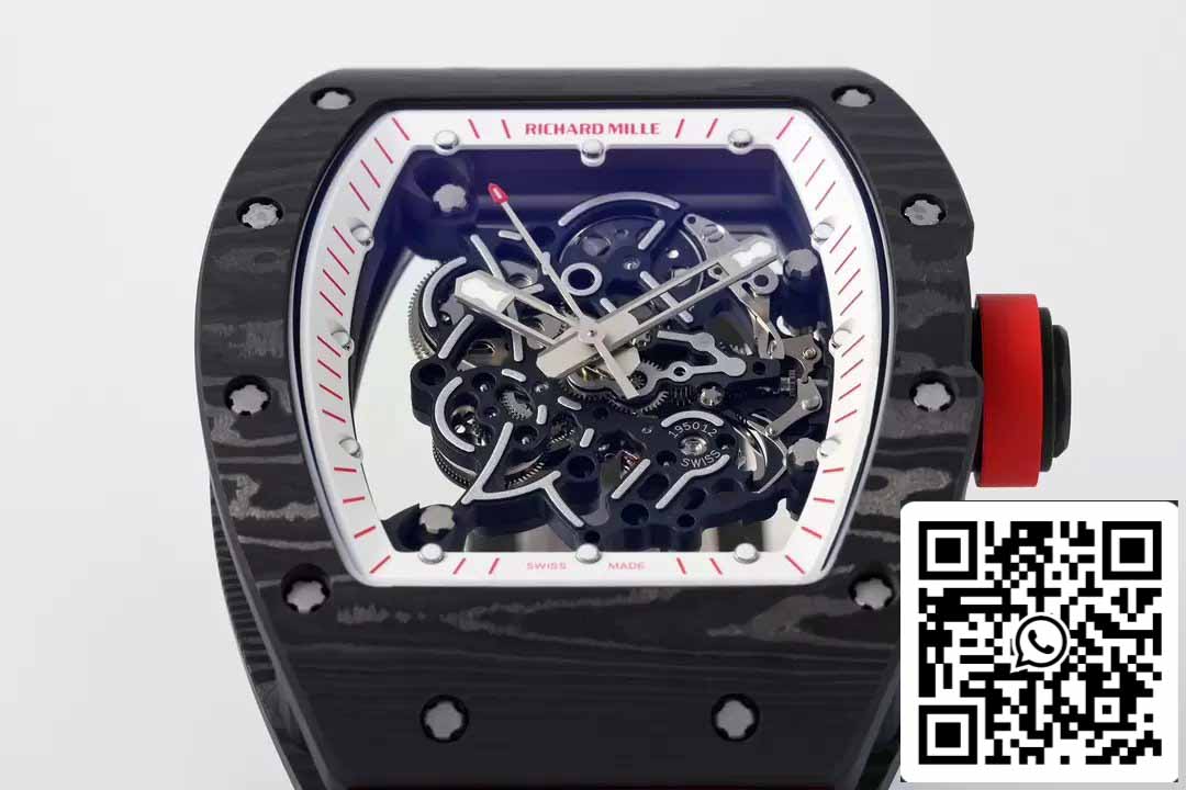 RICHARD MILLE RM055 ZF 2024 1:1 Best Edition Caja de fibra de carbono Perilla roja Cinturón negro