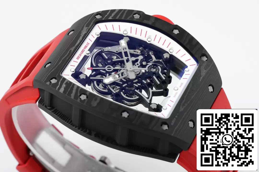 RICHARD MILLE RM055 ZF 2024 1:1 Best Edition Caja de fibra de carbono Cinturón y pomo rojos