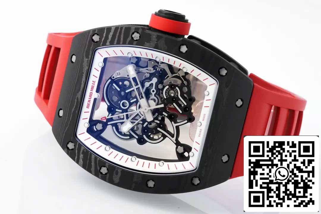 RICHARD MILLE RM055 ZF 2024 1:1 Best Edition Caja de fibra de carbono Cinturón y pomo rojos