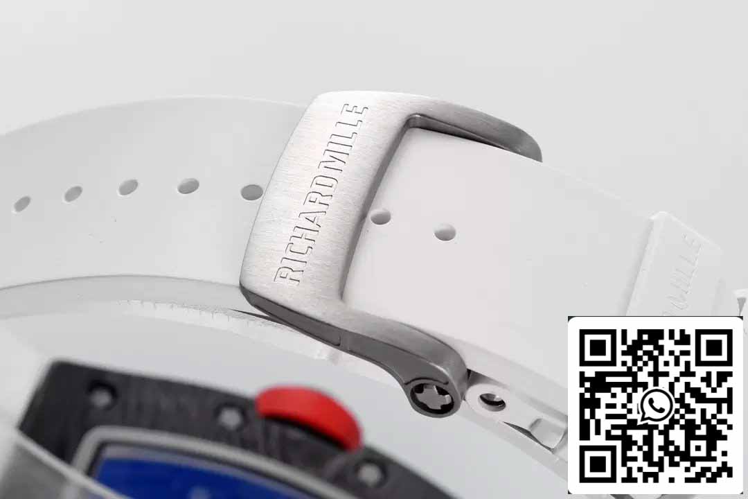 RICHARD MILLE RM055 ZF 2024 1:1 Best Edition Caixa de fibra de carbono Botão vermelho Cinturino branco