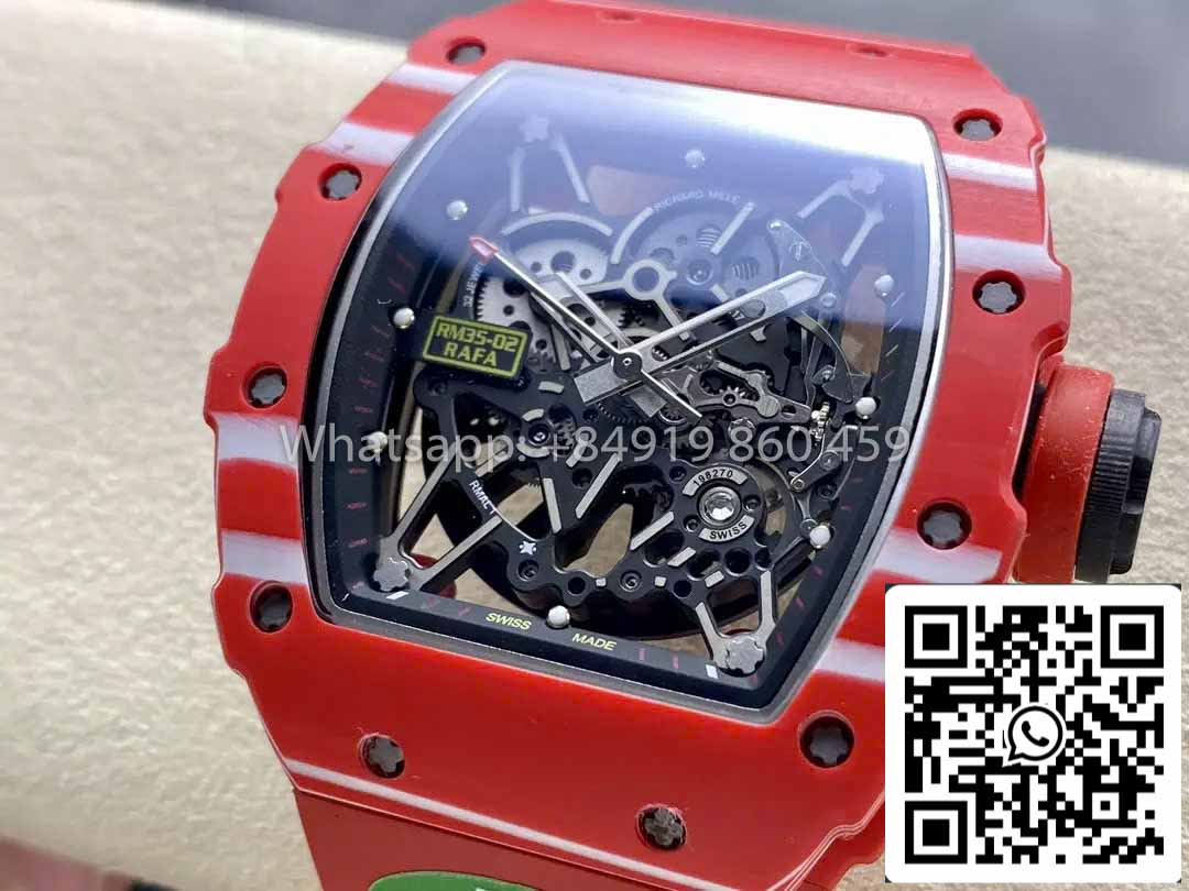 Richard Mille RM035-02 1:1 Best Clone R7 Fabbrica Red Carbon Case Red cinturino
