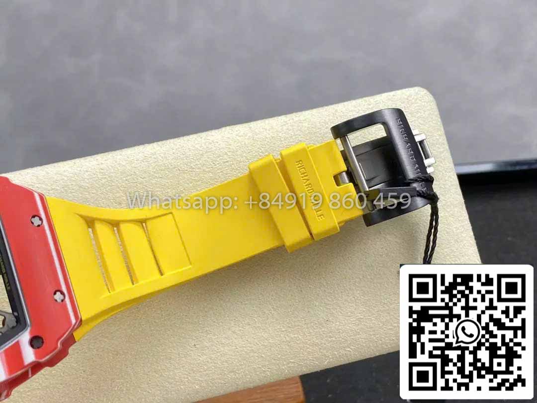 Richard Mille RM035-02 1:1 Best Clone R7 Fabbrica Red Carbon Case Yellow cinturino